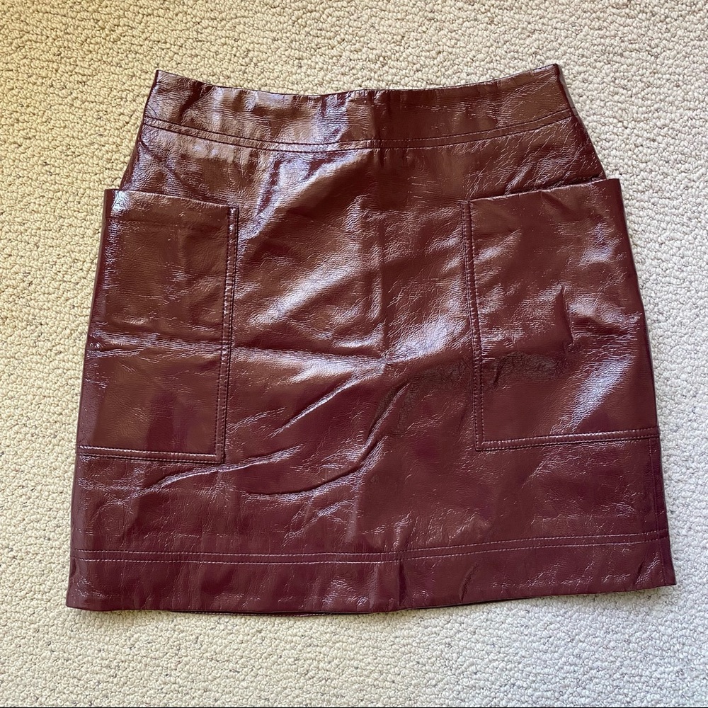 Maeve by Anthropologie Burgundy Faux Leather Miniskirt